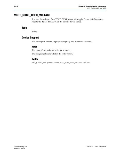 Quartus II Settings File Reference Manual - Altera