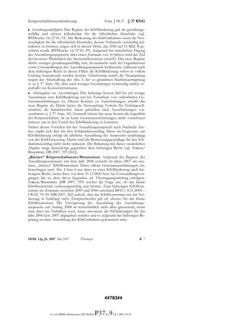 J062 J063 KStG §37 Anm