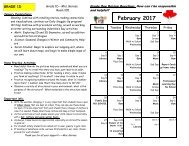 February 2017 Calendar and Curriculum