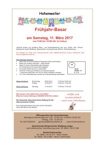 Hohenweiler aktuell Frühjahr 2017