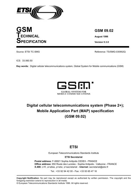 GSM 09.02 - Version 5.3.0 - Digital cellular telecommunications - ETSI