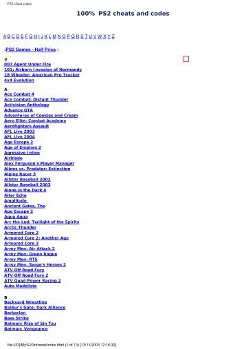 PS2 cheat codes - Families Online Magazine