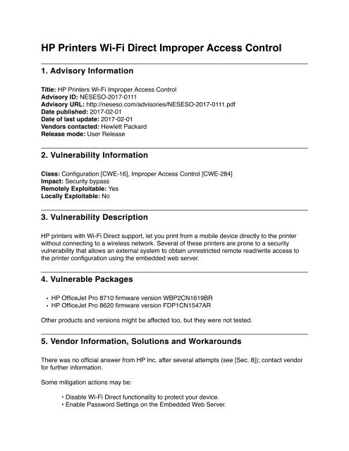 hp direct printer password