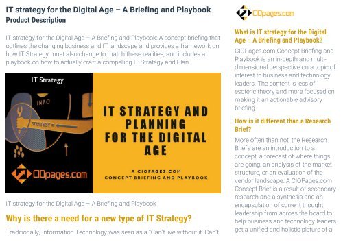 IT Strategy for the Digital Age 