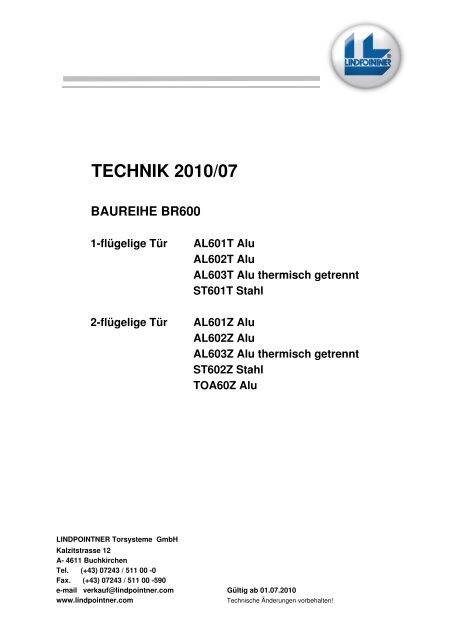 TECHNIK 2010/07 - Lindpointner Torsysteme GmbH