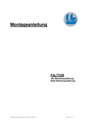 Montageanleitung FALTTOR - Lindpointner Torsysteme GmbH