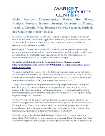 Oxytocic Pharmaceutical Market Trends, Industry Analysis and Global Forecast 2021
