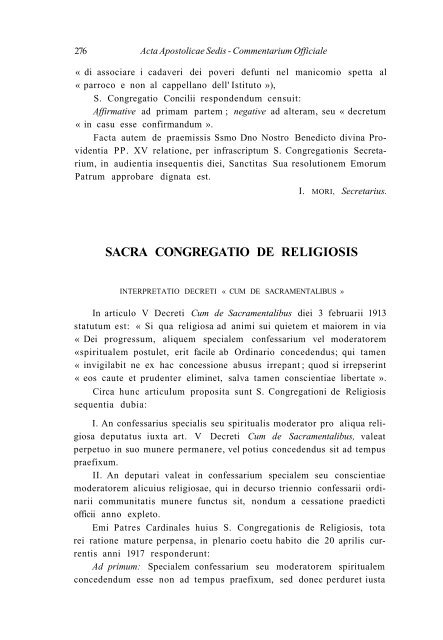 ACTA APOSTOLICAE SEDIS COMMENTARIUM ... - La Santa Sede