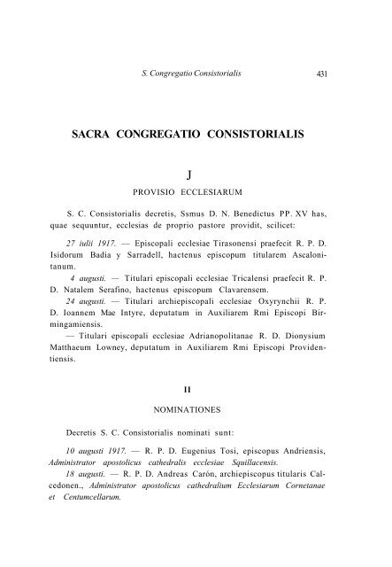 ACTA APOSTOLICAE SEDIS COMMENTARIUM ... - La Santa Sede