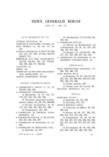 ACTA APOSTOLICAE SEDIS COMMENTARIUM ... - La Santa Sede