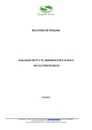 AVALIAÇÃO DE PT 4 TS, GREENFACTOR E ALPHA X  NA CULTURA DO MILHO REALIZADA PELA CROP SOLUTIONS