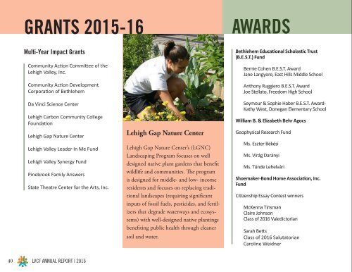 Lehigh Valley Community Foundation 2015-16 Annual Philanthropic Report
