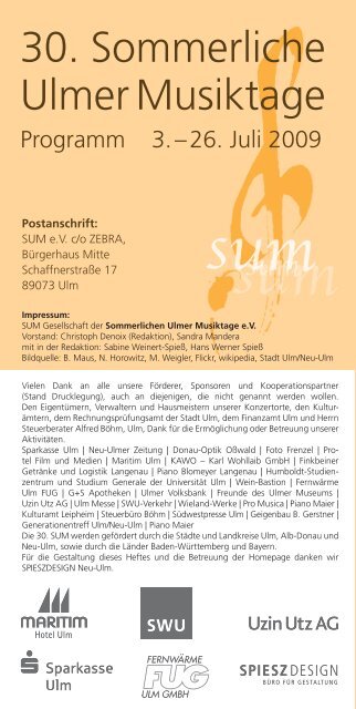 sum Sommerliche Ulmer Musiktage 2009