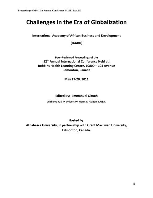 Challenges in the Era of Globalization - iaabd