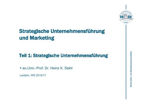 marketing - Department Wirtschafts- und Betriebswissenschaften