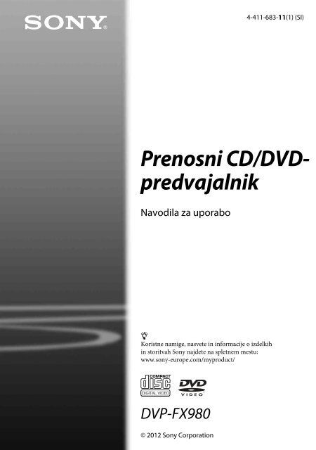 Sony DVP-FX980 - DVP-FX980 Istruzioni per l'uso Sloveno