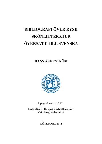 bibliografi över rysk skönlitteratur översatt till ... - Slaviska språk