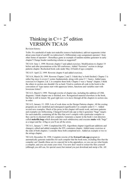 Thinking in C++ 2nd ed (Beta) Version TICA16