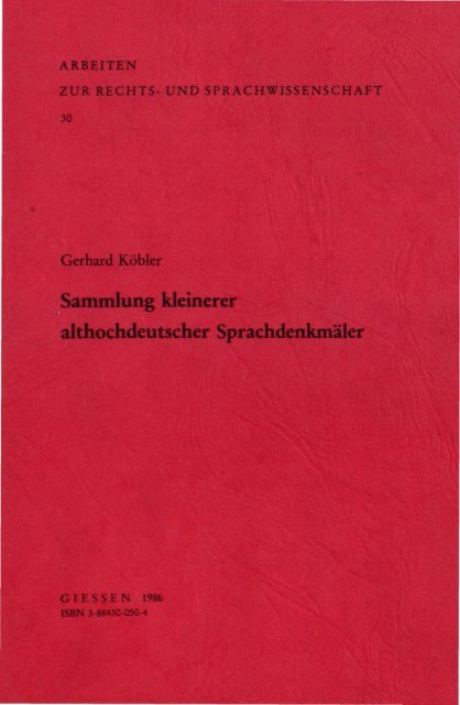 Sammlung kleinerer althochdeutscher Sprachdenkmäler, 1986 pdf ...