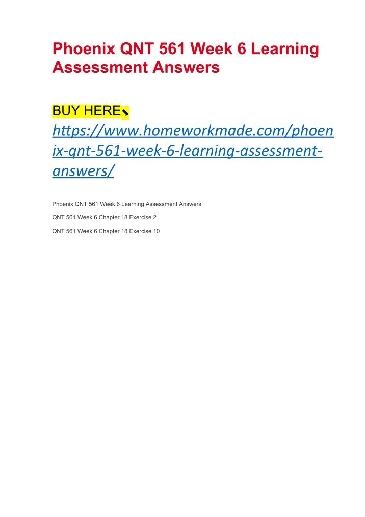Qnt 561 Week 5 Problem Set Ii Research Paper Writing