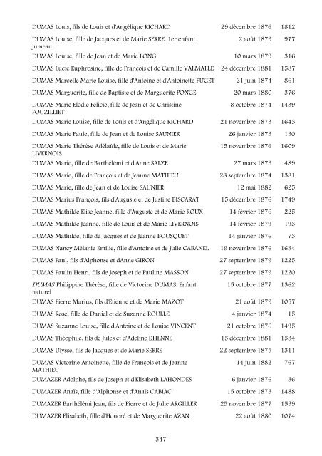 table des naissances 1873-1882 - Nîmes