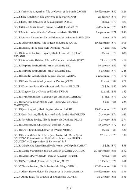 table des naissances 1873-1882 - Nîmes