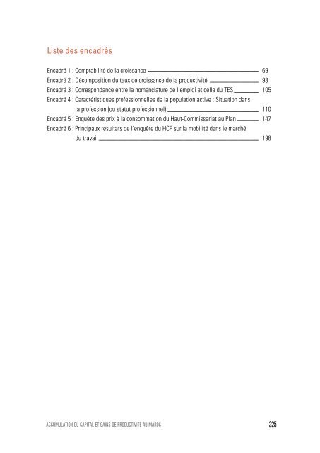 Accumulation du capital et gains de productivite au Maroc