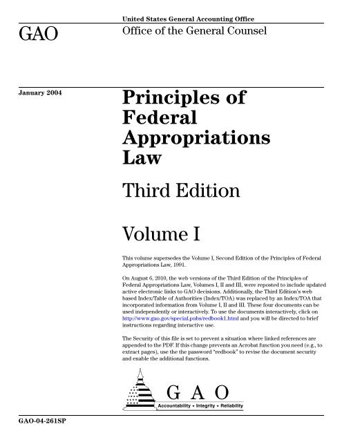 Principles of Federal Appropriations Law - US Government ...