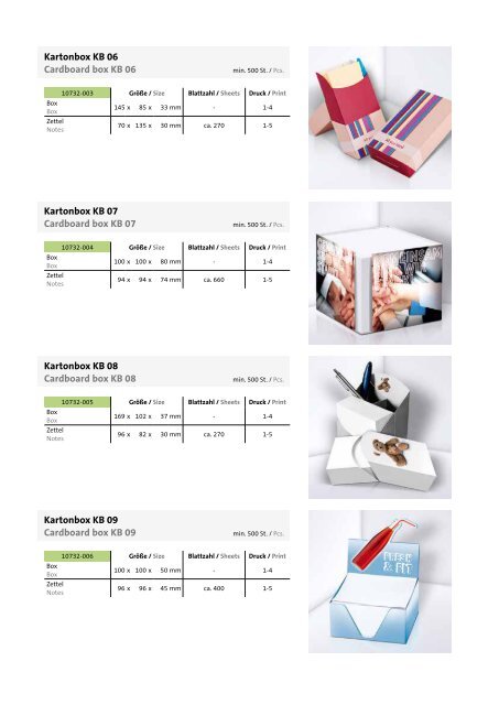 Werbemittel Haftnotizen, Zettelklötze, Notizquader, Zettelboxen