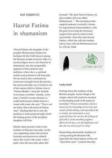 Hazrat Fatima in shamanism