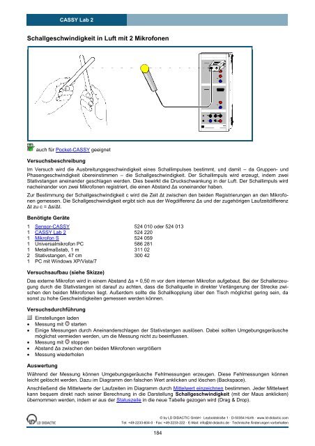 CASSY Lab 2 - Institut für Experimentelle Kernphysik