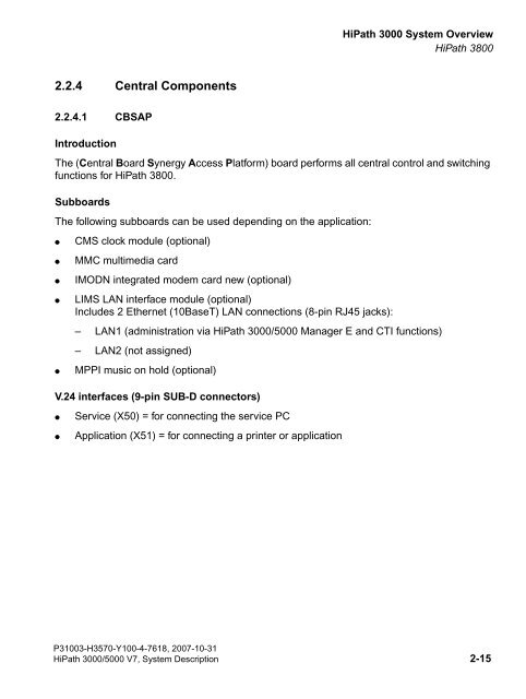 Administration HiPath 3000/5000 V7 IP systems