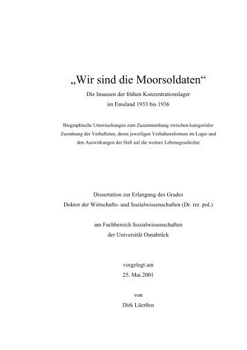 Wir sind die Moorsoldaten - Die Insassen der frühen ...