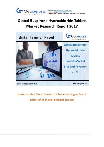 Global Buspirone Hydrochloride Tablets Market Research Report 2017