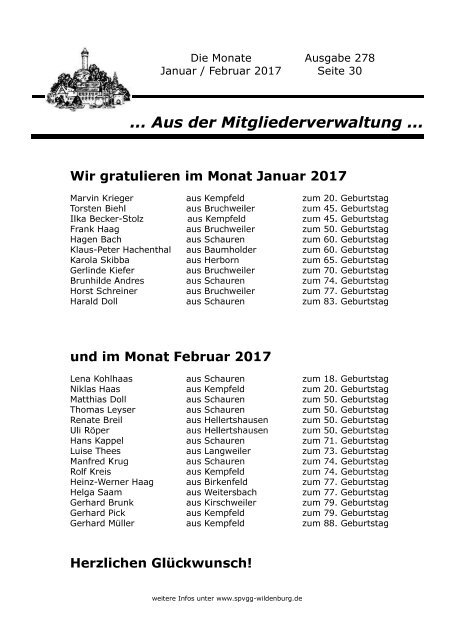 Ausgabe 278 - Januar / Februar 2017