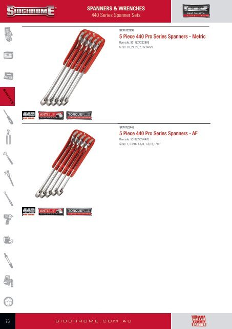 Af Spanner Size Chart