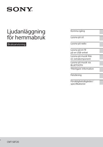 Sony CMT-SBT20 - CMT-SBT20 Istruzioni per l'uso Svedese