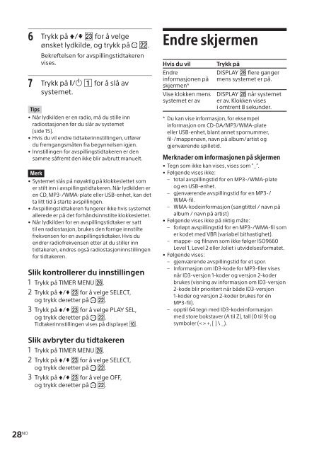 Sony CMT-SBT20 - CMT-SBT20 Istruzioni per l'uso Norvegese