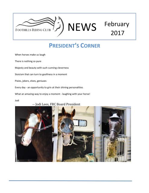 February 2017 FRC Member Newsletter