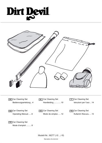 Dirt Devil Autopflegeset - Bedienungsanleitung Dirt Devil Autopflegeset M277