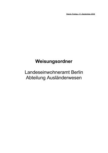 Landeseinwohneramt Berlin - Abteilung Ausländerangelegenheiten