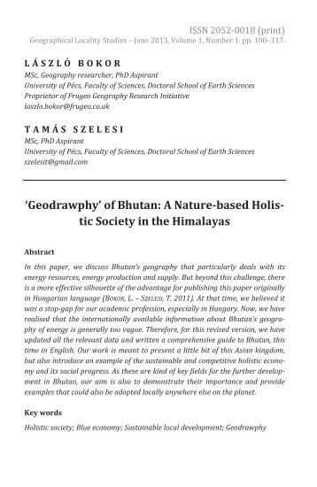 László Bokor & Tamás Szelesi: ‘Geodrawphy’ of Bhutan: A Nature-based Holistic Society in the Himalayas