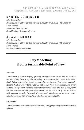 Dániel Leidinger & Ádám Harmat: City Modelling from a Sustainable Point of View