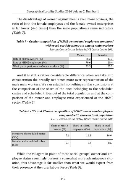 Katalin Kiss & Nándor Zagyi: Principal Characteristics of the Indian Micro, Small and Me­dium Enterprises (MSME) Sector and its Importance in Rural Development