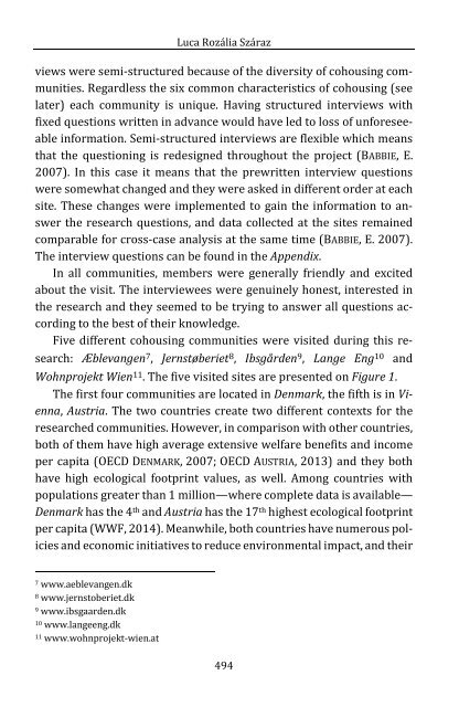 Luca Rozália Száraz: Pro-environmental Characteristics of Urban Cohousing Communities