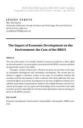 József Fekete: The Impact of Economic Development on the Environment: the Case of the BRICS