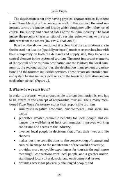 János Csapó: Responsible Tourism Destinations: A Win-Win Situation for Sustainable Tourism Development?