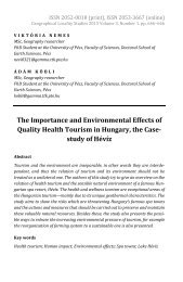 Viktória Nemes & Ádám Köbli: The Importance and Environmental Effects of Quality Health Tourism in Hungary, the Case-study of Hévíz