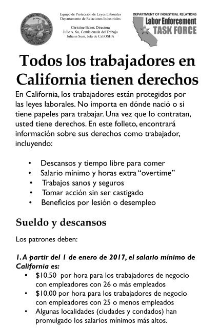 Todos los trabajadores en California tienen derechos