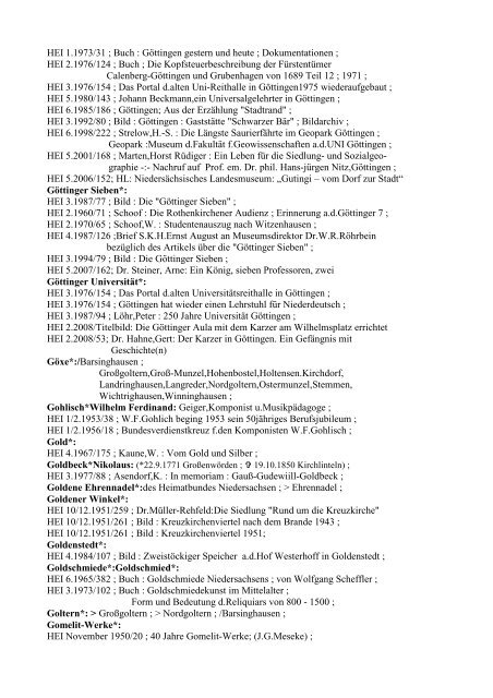 Inhaltsverzeichnis der Heimatbund-Zeitschrift Heimatland Heft